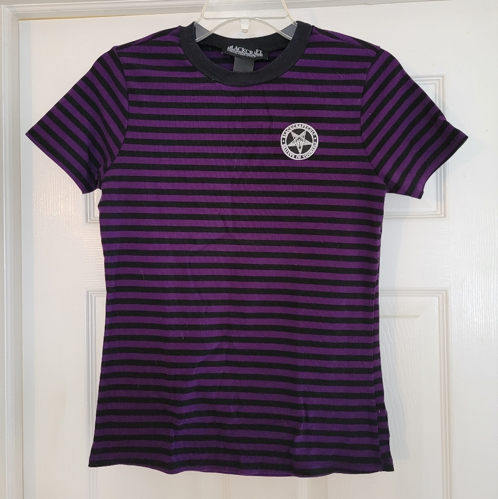 Blackcraft striped pentagram shirt